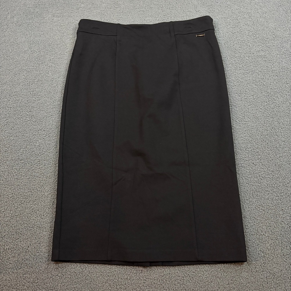 Tahari Pencil Skirt Womens Large Black Tummy Control Stretch Knee Length 8987